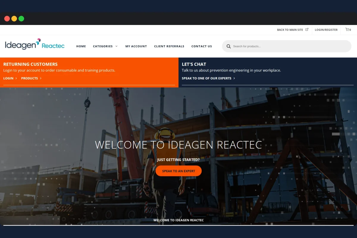 Ideagen Reactec shop homepage